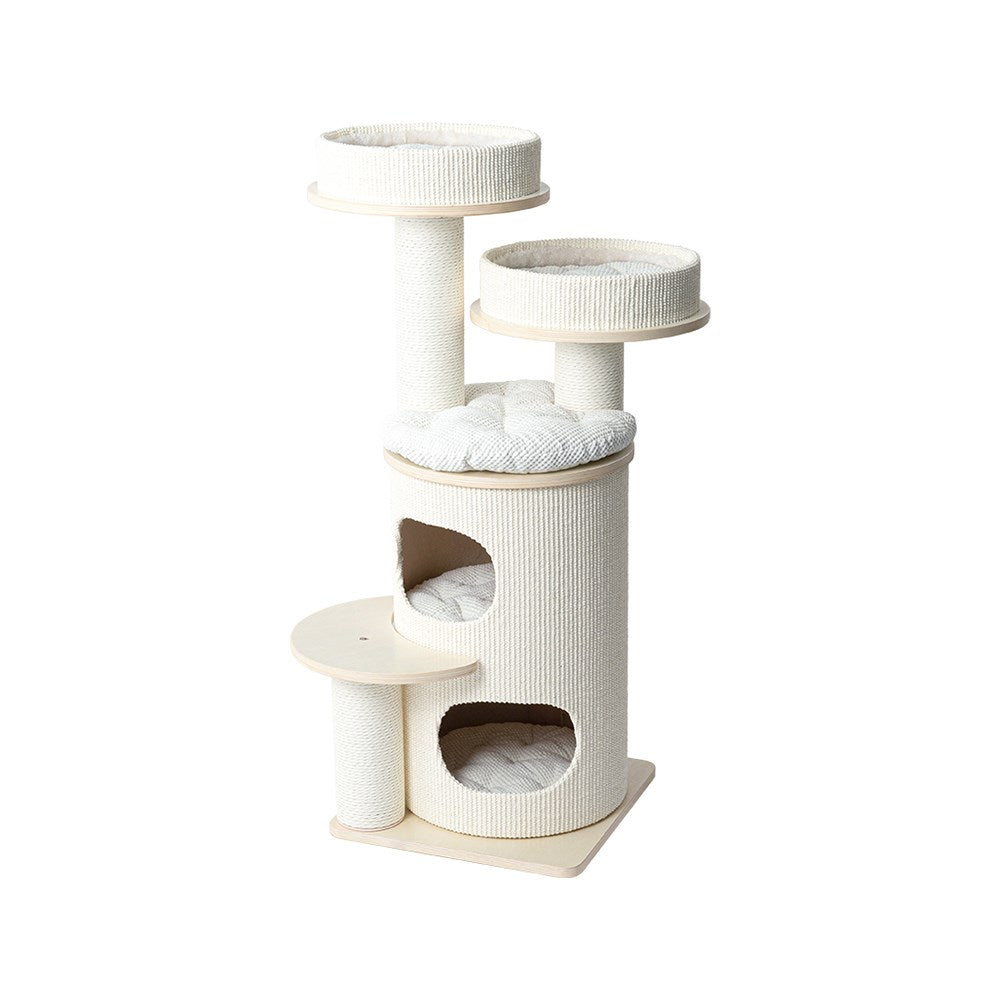 Cat Furniture: HONEYPOTCAT PURRING Multi-Level Sisal Barrel Cat Tower - PRO 117cm