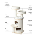 Cat Furniture: HONEYPOTCAT PURRING Multi-Level Sisal Barrel Cat Tower - PRO 117cm