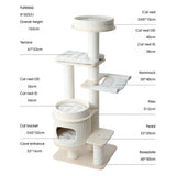 Cat Furniture: HONEYPOTCAT PURRING Multi-Tier Plush & Sisal Deluxe Cat Tree - 153cm