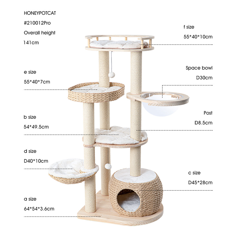 Cat Furniture: HONEYPOTCAT Cosy Woven Cat Perch - 141.5cm