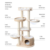 Cat Furniture: HONEYPOTCAT Cosy Woven Cat Perch - 141.5cm