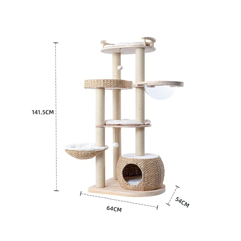 Cat Furniture: HONEYPOTCAT Cosy Woven Cat Perch - 141.5cm