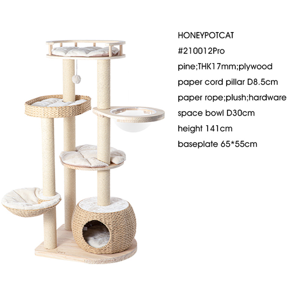 Cat Furniture: HONEYPOTCAT Cosy Woven Cat Perch - 141.5cm
