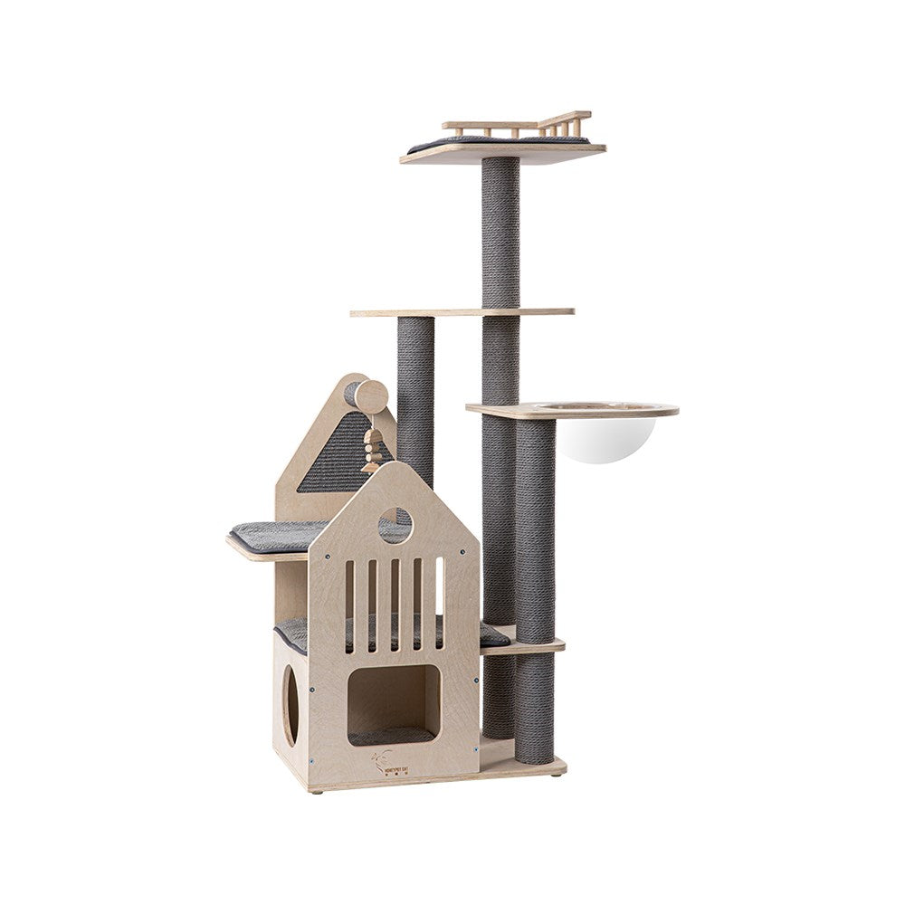 Cat Furniture: HONEYPOTCAT Grand Cat Mansion With Space Capsule - 148cm