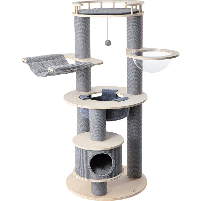 Cat Furniture: HONEYPOTCAT Majestic Reinforced Multi-Level Cat Tree With Hammock - 168cm