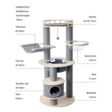 Cat Furniture: HONEYPOTCAT Majestic Reinforced Multi-Level Cat Tree With Hammock - 168cm