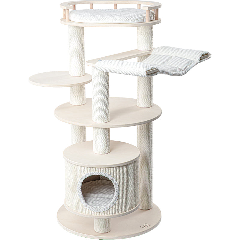 Cat Furniture: HONEYPOTCAT Enduring Comfort Sisal & Wood Tree - 128cm