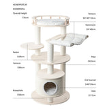 Cat Furniture: HONEYPOTCAT Enduring Comfort Sisal & Wood Tree - 128cm