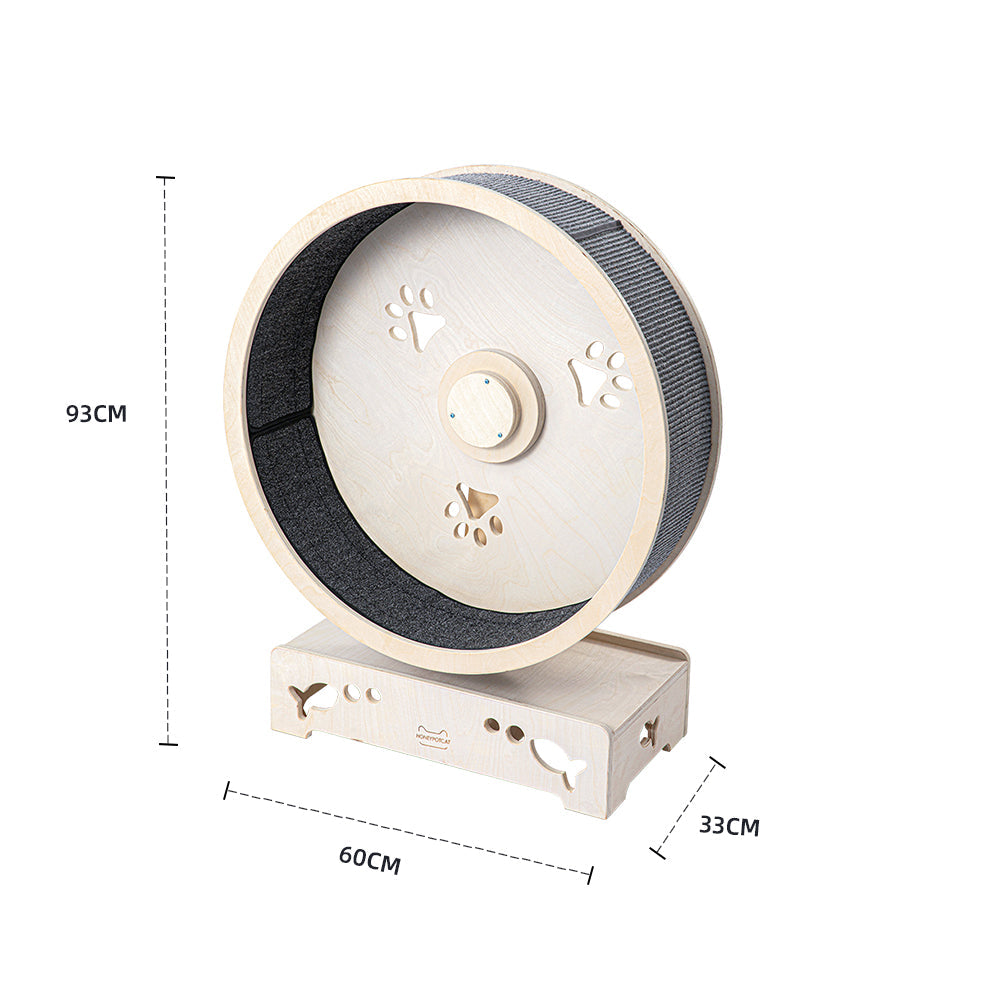 Cat Furniture: HONEYPOTCAT Fit & Fun Active Runner Wood Cat Wheel - Flex 93cm