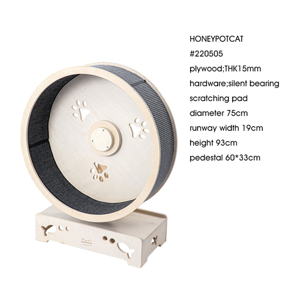 Cat Furniture: HONEYPOTCAT Fit & Fun Active Runner Wood Cat Wheel - Flex 93cm