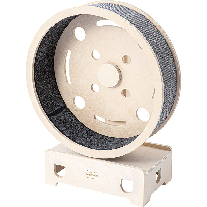 Cat Furniture: HONEYPOTCAT Fit & Fun Active Runner Wood Cat Wheel - Compact 79.5cm