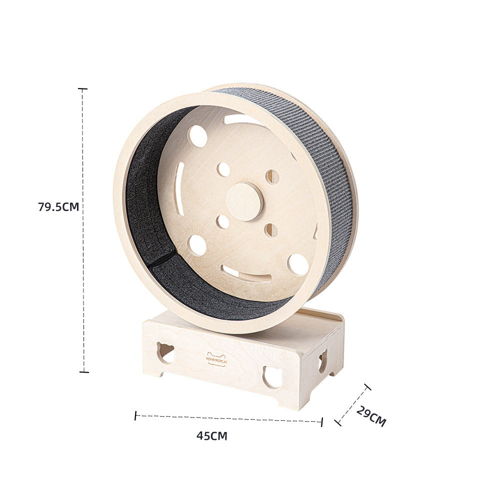 Cat Furniture: HONEYPOTCAT Fit & Fun Active Runner Wood Cat Wheel - Compact 79.5cm