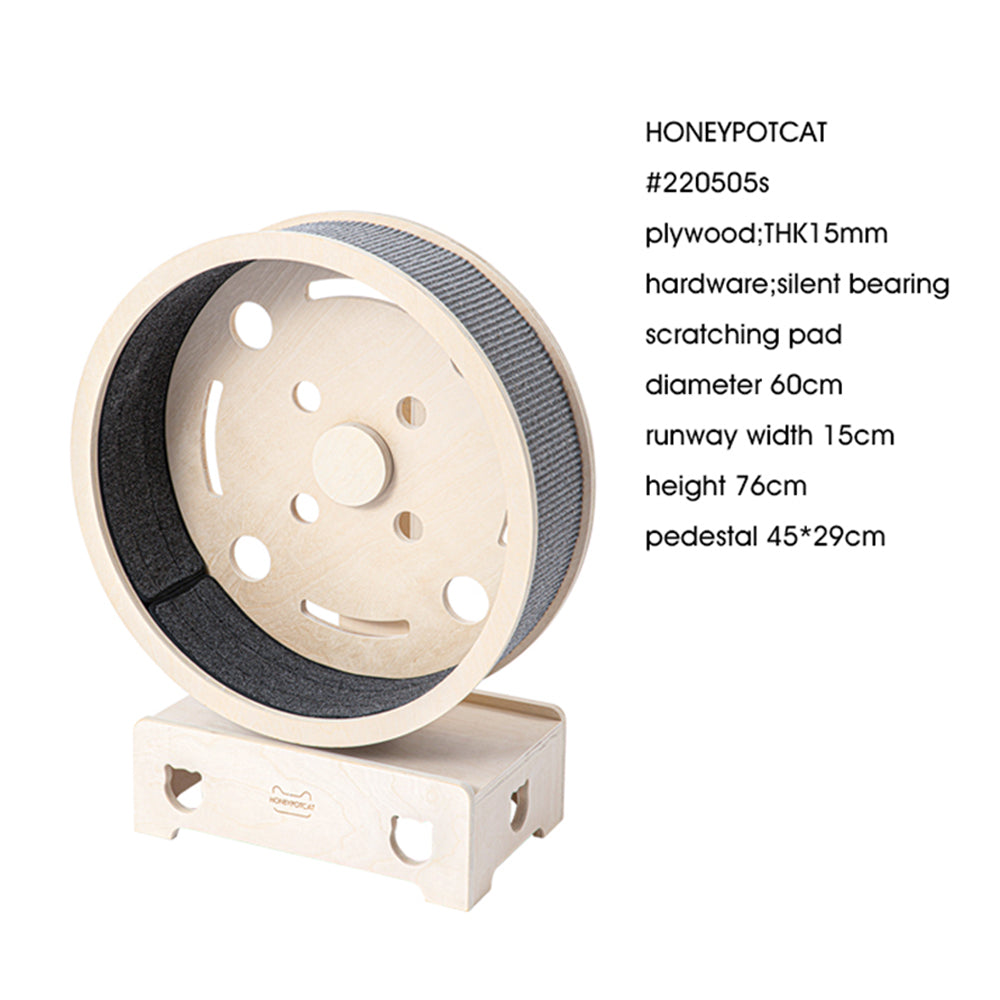 Cat Furniture: HONEYPOTCAT Fit & Fun Active Runner Wood Cat Wheel - Compact 79.5cm