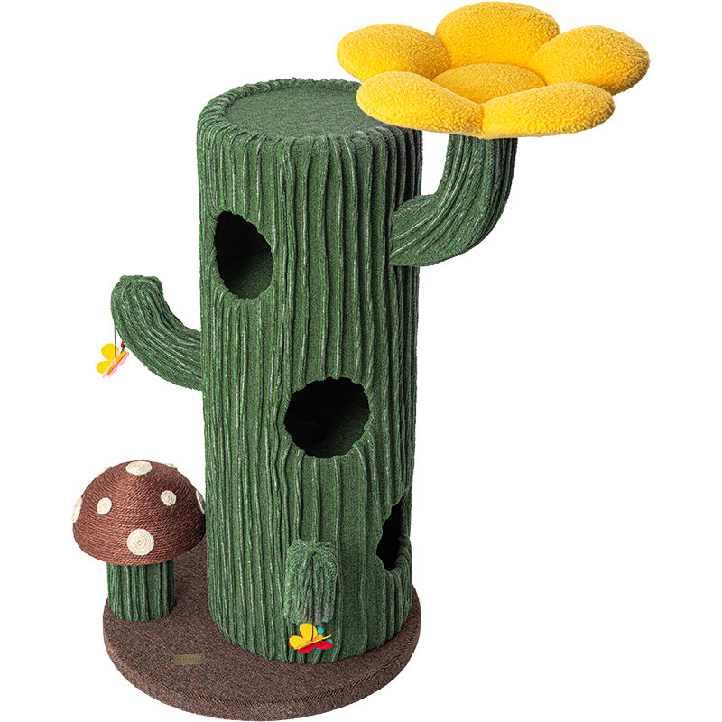 Cat Furniture: HONEYPOTCAT Solo Cactus Bloom Cat Tree - Green 120.5cm
