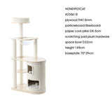 Cat Furniture: HONEYPOTCAT Fun Oasis Wood Cat Tree & Activity Barrel - 135cm