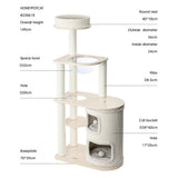 Cat Furniture: HONEYPOTCAT Fun Oasis Wood Cat Tree & Activity Barrel - 135cm