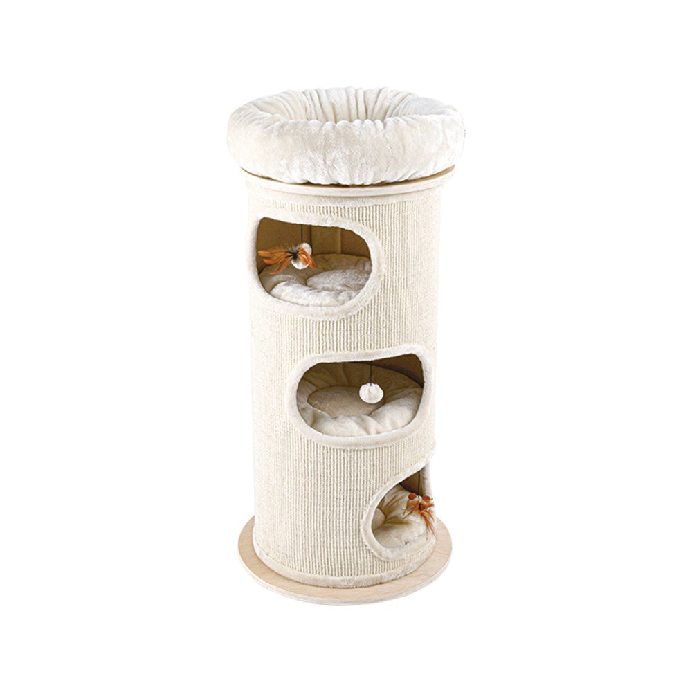 Cat Furniture: HONEYPOTCAT Cosy Sisal Barrel With Plush Top - Deluxe 115cm