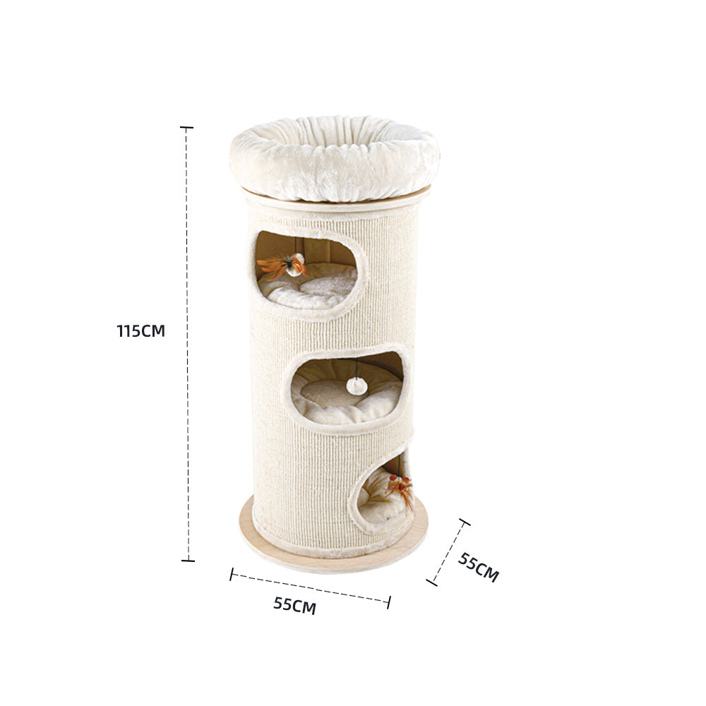 Cat Furniture: HONEYPOTCAT Cosy Sisal Barrel With Plush Top - Deluxe 115cm