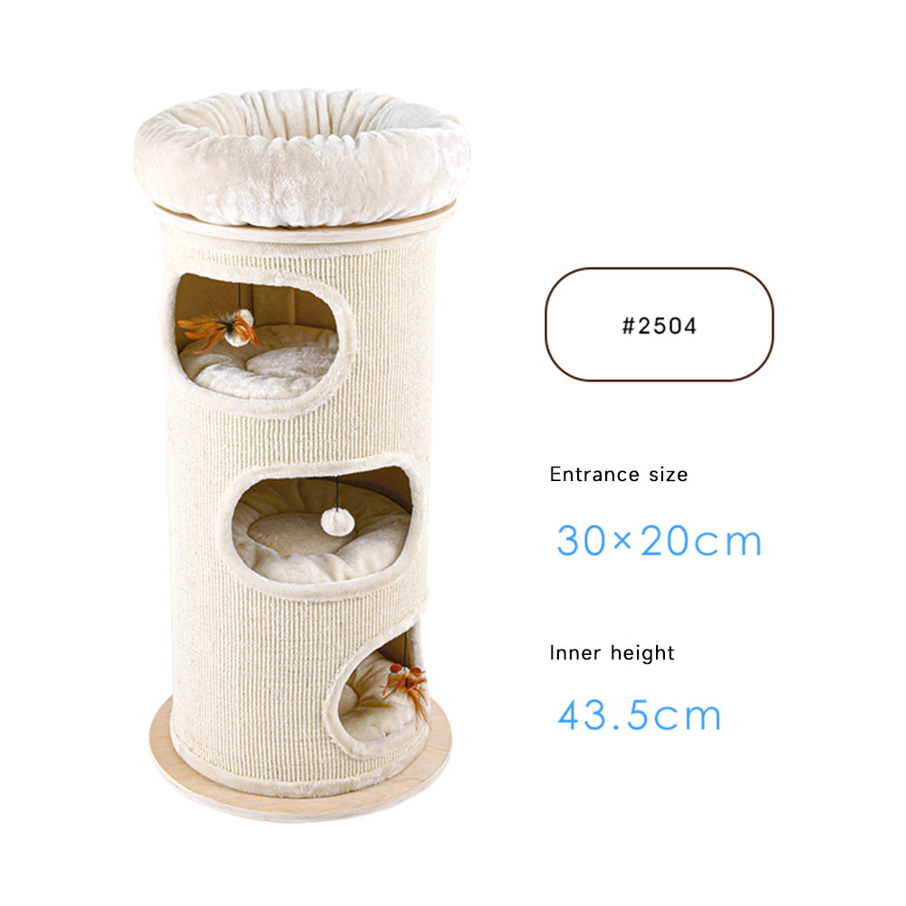 Cat Furniture: HONEYPOTCAT Cosy Sisal Barrel With Plush Top - Deluxe 115cm