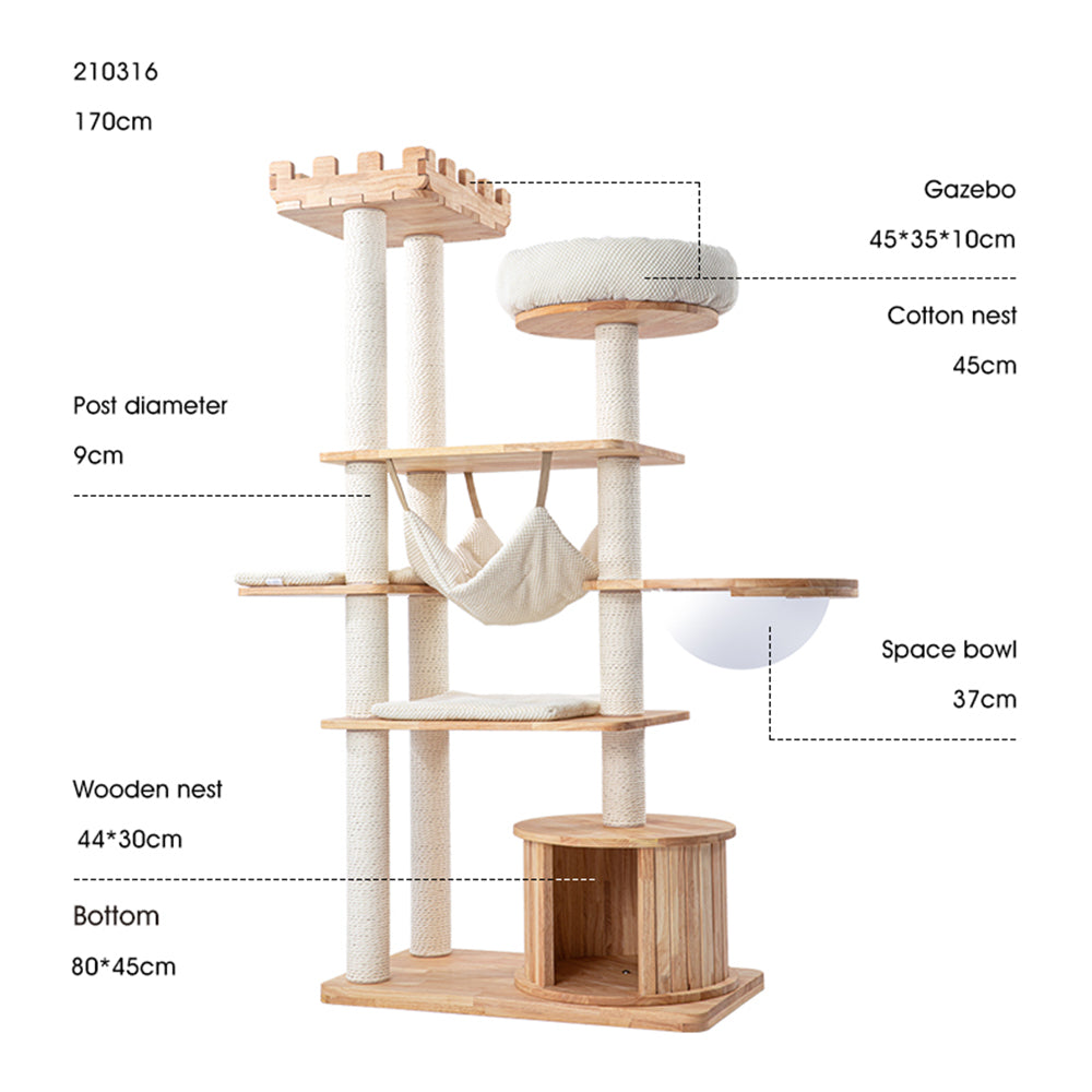 Cat Furniture: HONEYPOTCAT MZ Grand Elegance Cat Catsle With Space Capsule - 170cm
