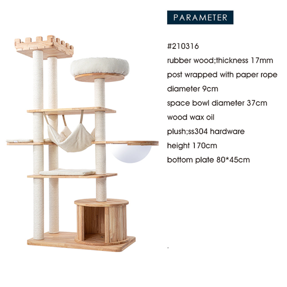 Cat Furniture: HONEYPOTCAT MZ Grand Elegance Cat Catsle With Space Capsule - 170cm