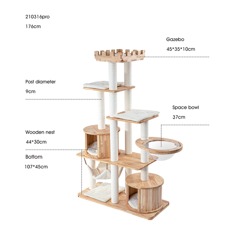 Cat Furniture: HONEYPOTCAT MZ Grand Elegance Cat Catsle With Space Capsule - PRO 176cm