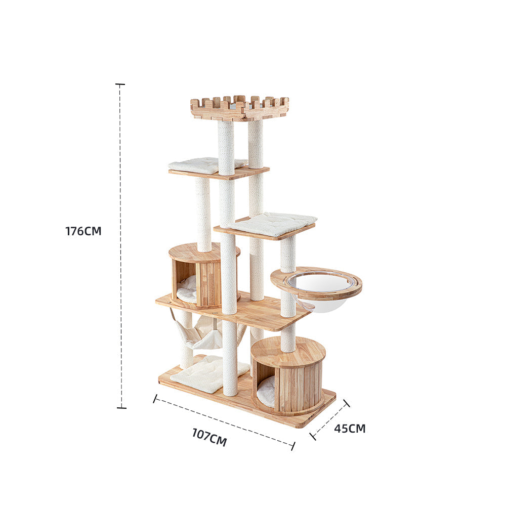 Cat Furniture: HONEYPOTCAT MZ Grand Elegance Cat Catsle With Space Capsule - PRO 176cm