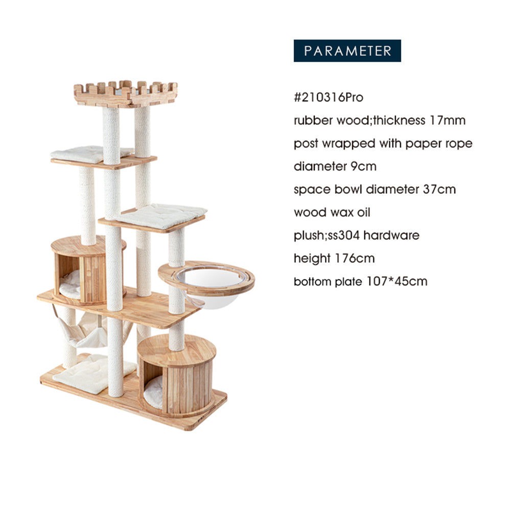 Cat Furniture: HONEYPOTCAT MZ Grand Elegance Cat Catsle With Space Capsule - PRO 176cm