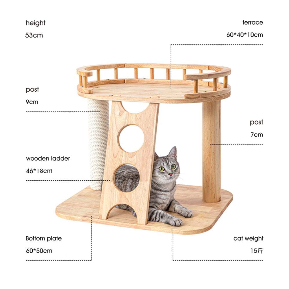 Cat Furniture: HONEYPOTCAT MZ Happy Steps Wooden Cat Tree - 53cm