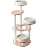 Cat Furniture: HONEYPOTCAT MZ Simple Joy Wood Cat Tower - Triple Charm 131cm