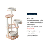 Cat Furniture: HONEYPOTCAT MZ Simple Joy Wood Cat Tower - Triple Charm 131cm