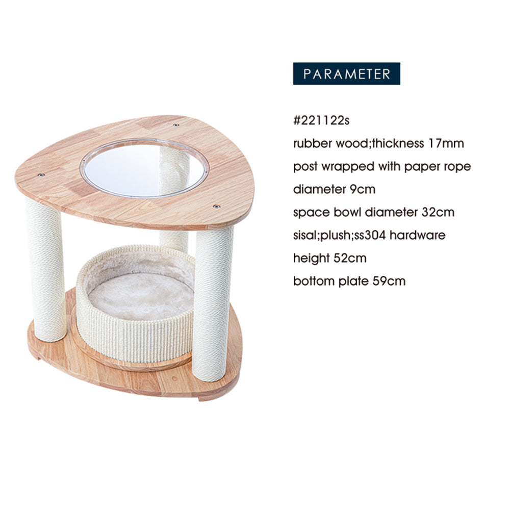 Cat Furniture: HONEYPOTCAT MZ Simple Joy Wood Cat Tower - Space Pod 52cm