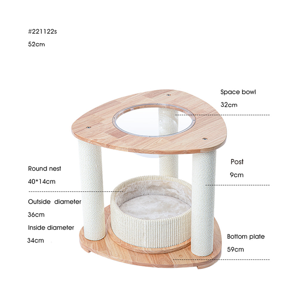 Cat Furniture: HONEYPOTCAT MZ Simple Joy Wood Cat Tower - Space Pod 52cm