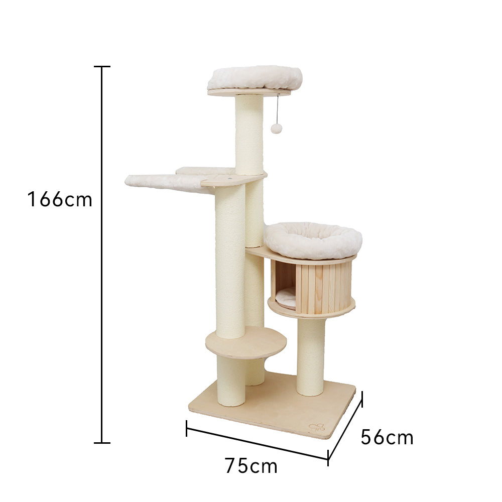 Cat Furniture: CATIO VINTAGE Solid Wood Cat Climbing Tree Post Scratcher 176cm