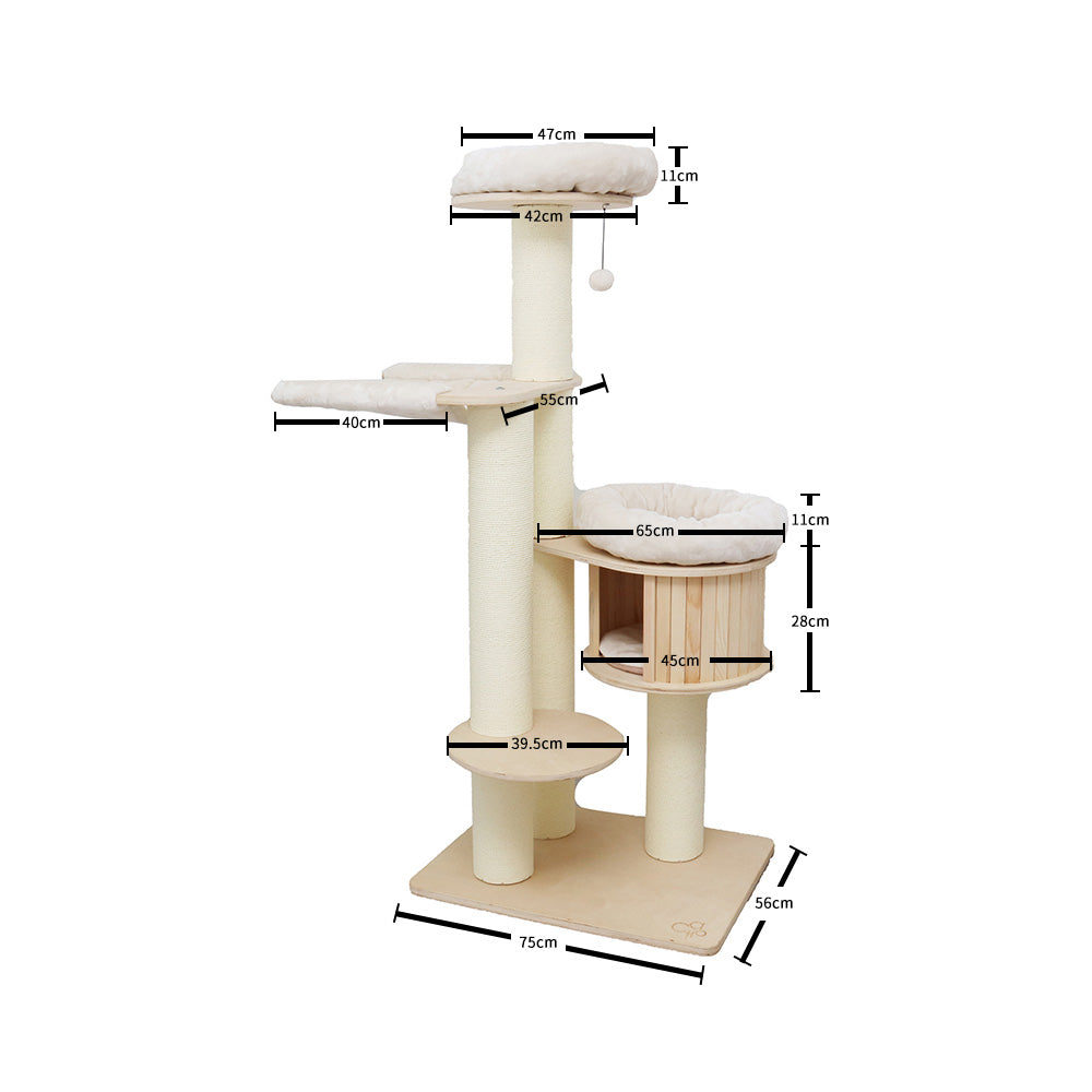 Cat Furniture: CATIO VINTAGE Solid Wood Cat Climbing Tree Post Scratcher 176cm