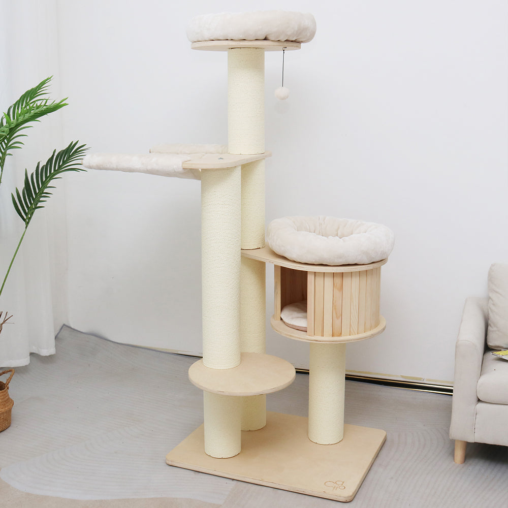Cat Furniture: CATIO VINTAGE Solid Wood Cat Climbing Tree Post Scratcher 176cm