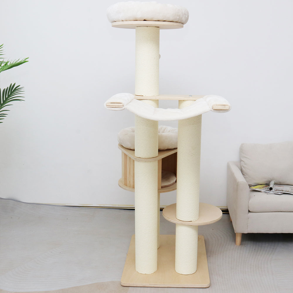 Cat Furniture: CATIO VINTAGE Solid Wood Cat Climbing Tree Post Scratcher 176cm