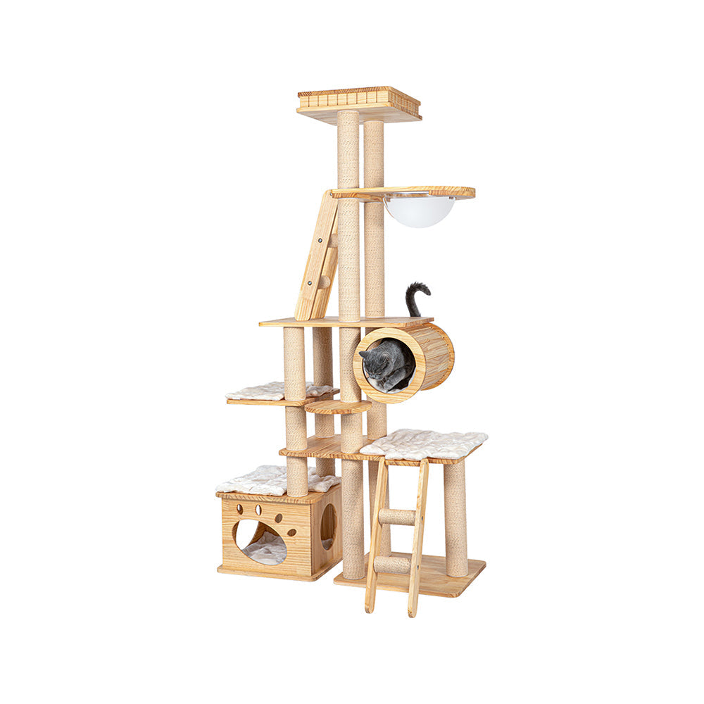Cat Furniture: HONEYPOTCAT Regal Wood Retreat - 195cm
