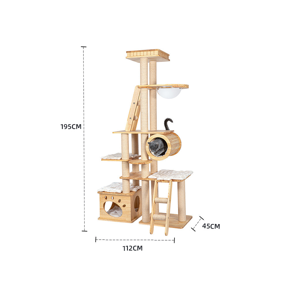 Cat Furniture: HONEYPOTCAT Regal Wood Retreat - 195cm