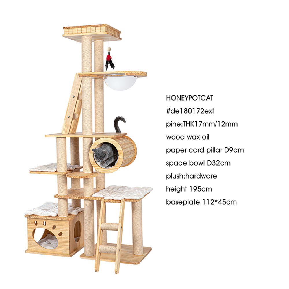 Cat Furniture: HONEYPOTCAT Regal Wood Retreat - 195cm