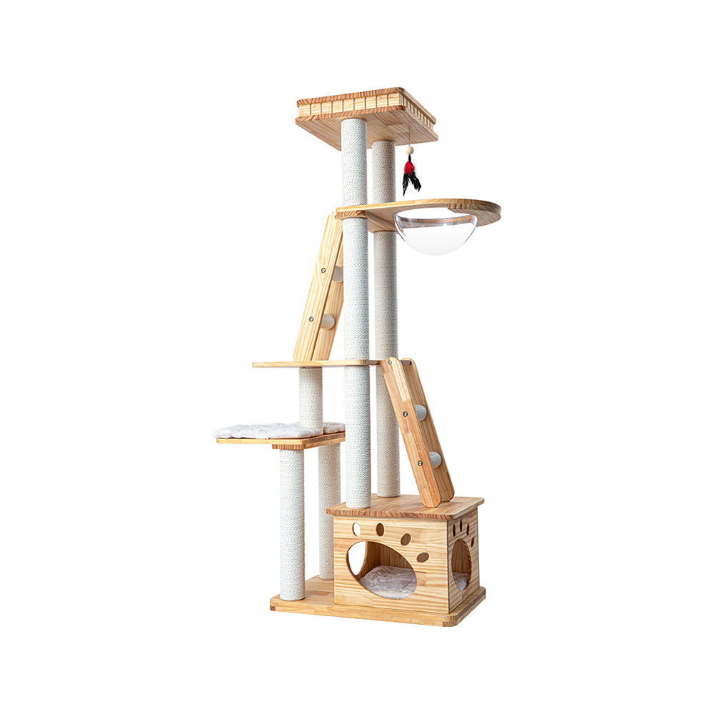 Cat Furniture: HONEYPOTCAT Majestic Wood Retreat - 176cm
