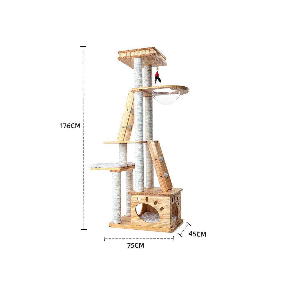 Cat Furniture: HONEYPOTCAT Majestic Wood Retreat - 176cm