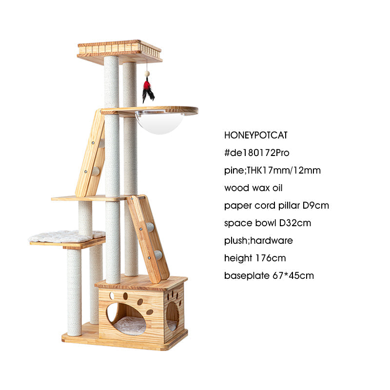 Cat Furniture: HONEYPOTCAT Majestic Wood Retreat - 176cm
