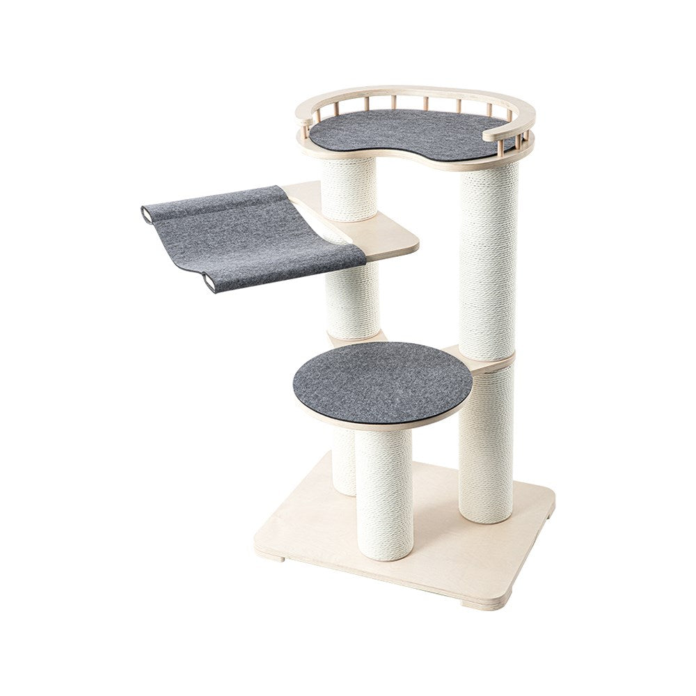 Cat Furniture: HONEYPOTCAT Leisure Loft With Hammock & Scratch Post - Gray Felt - 127cm