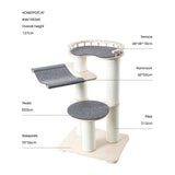 Cat Furniture: HONEYPOTCAT Leisure Loft With Hammock & Scratch Post - Gray Felt - 127cm