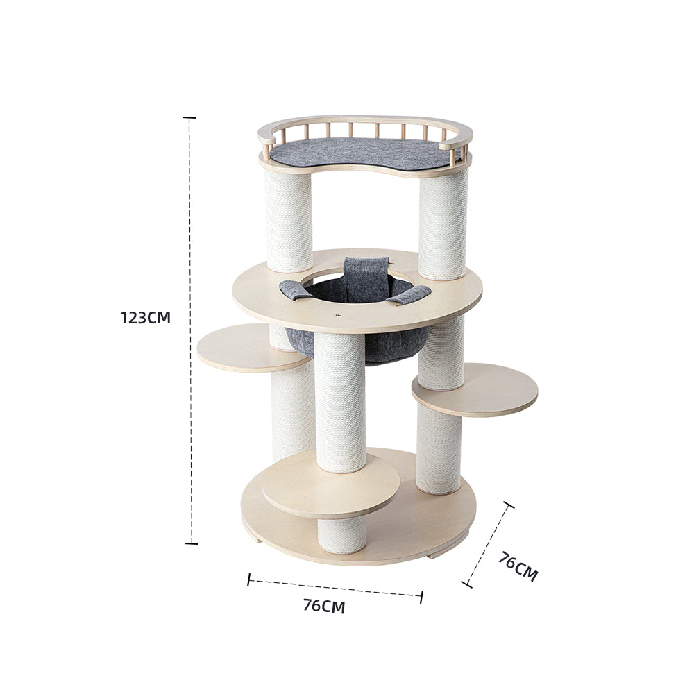 Cat Furniture: HONEYPOTCAT Harmony Wood Cat Tower - 123cm