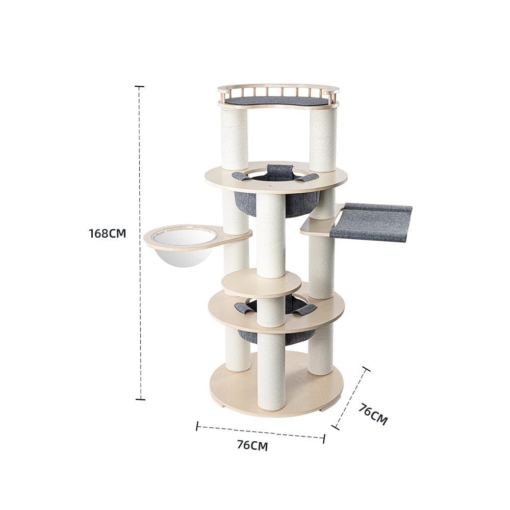 Cat Furniture: HONEYPOTCAT Harmony Wood Cat Tower - 168cm