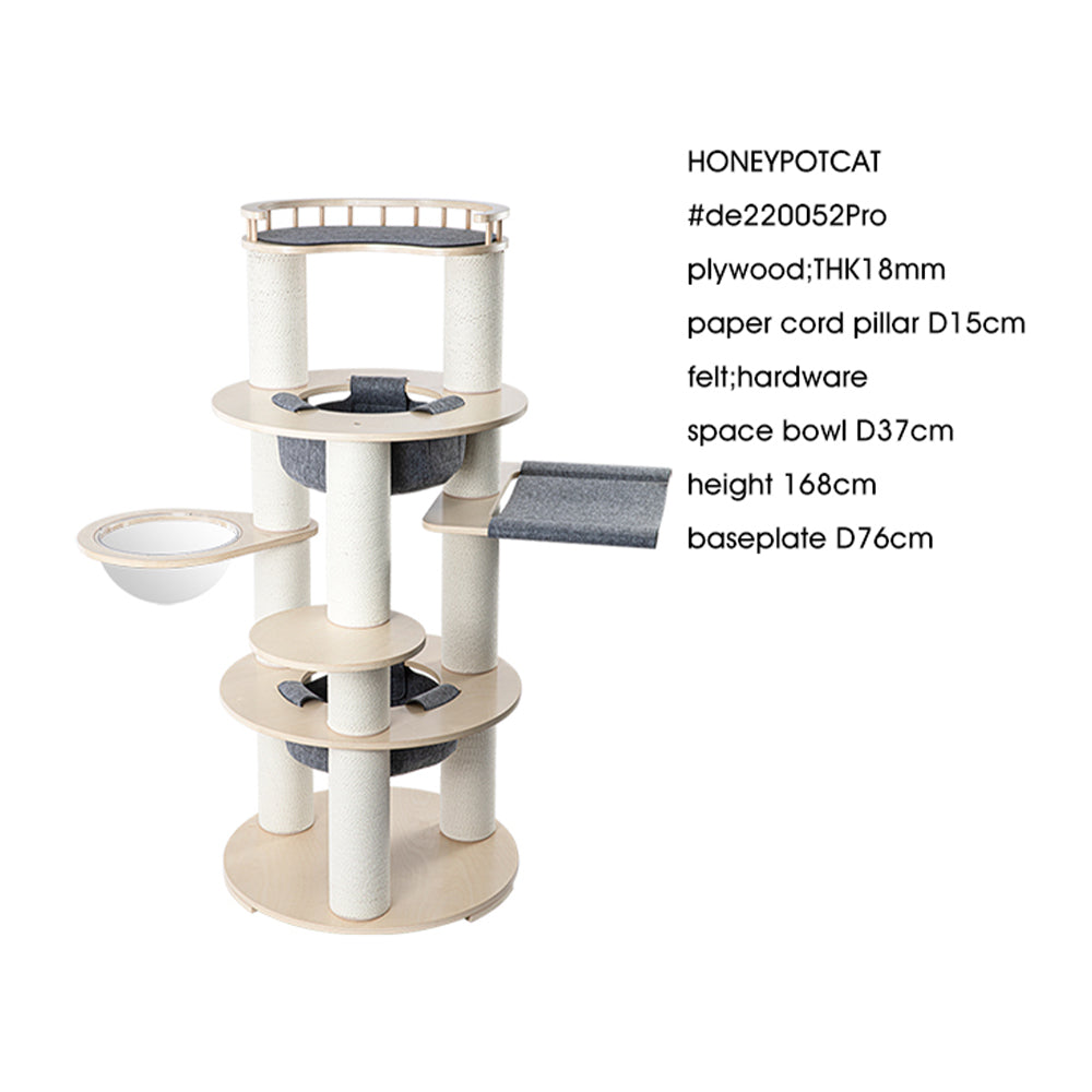 Cat Furniture: HONEYPOTCAT Harmony Wood Cat Tower - 168cm