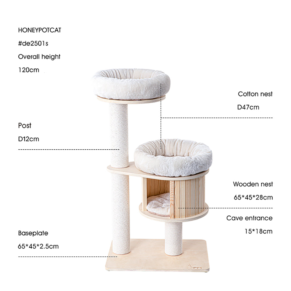 Cat Furniture: HONEYPOTCAT Classic Solid Wood Perch - 118.5cm