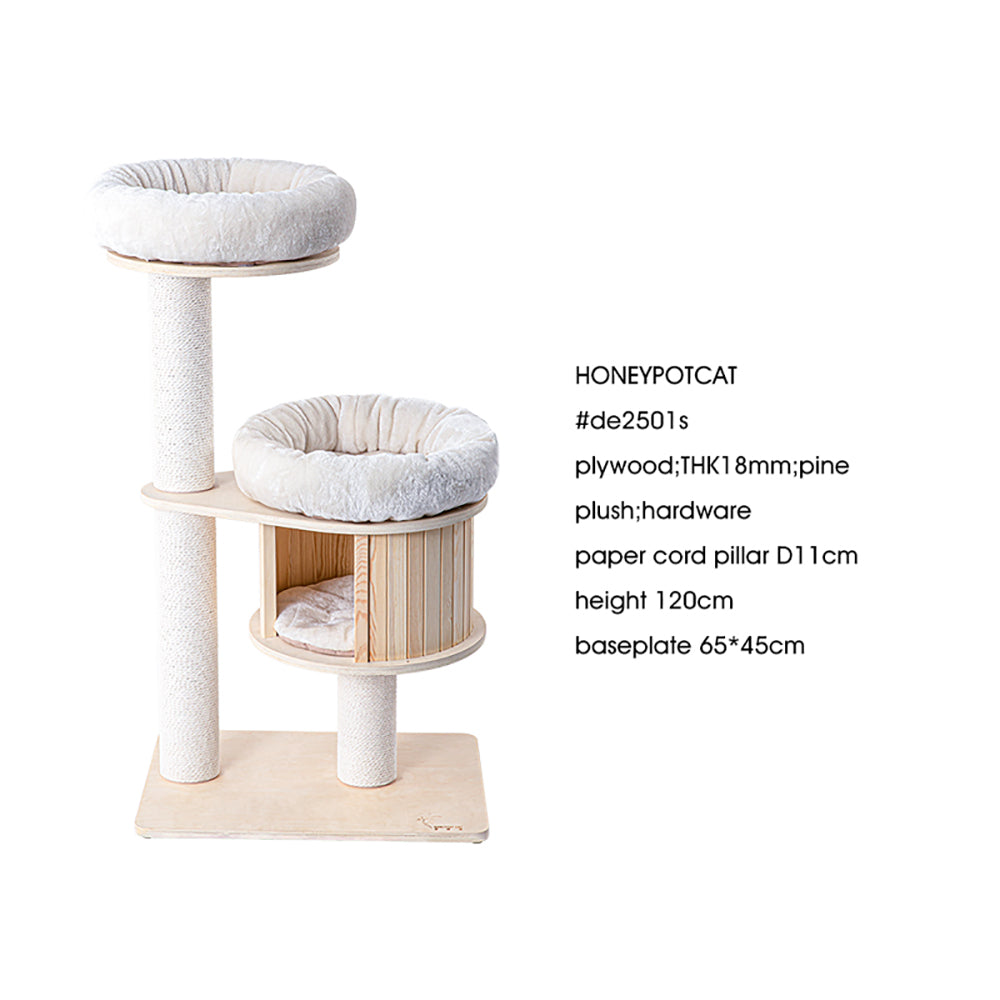 Cat Furniture: HONEYPOTCAT Classic Solid Wood Perch - 118.5cm